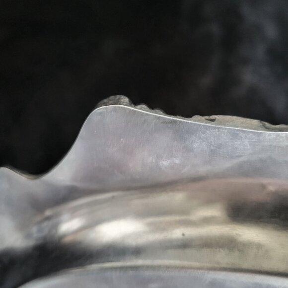 Extra Large Vtg Leonard Silverplate Ornate Round Serving Tray Scalloped Edges - Picture 10 of 10